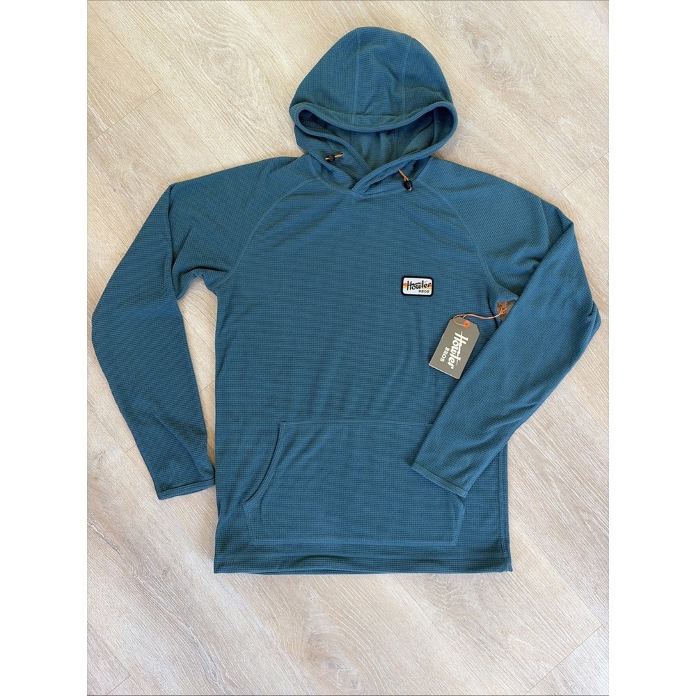 NWT Howler Bros Hooded Grid Fleece Hoodie Mens Medium Dark Teal Pullover
